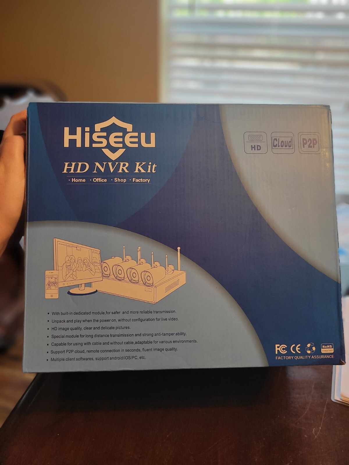 Hiseeu NVR HD  Kit Security Camera System wireless  support p2p cloud