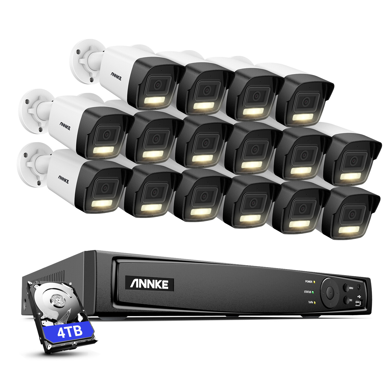 ANNKE 8CH 16CH 12MP NVR 5MP POE IP Security Camera System Outdoor AI Color Night