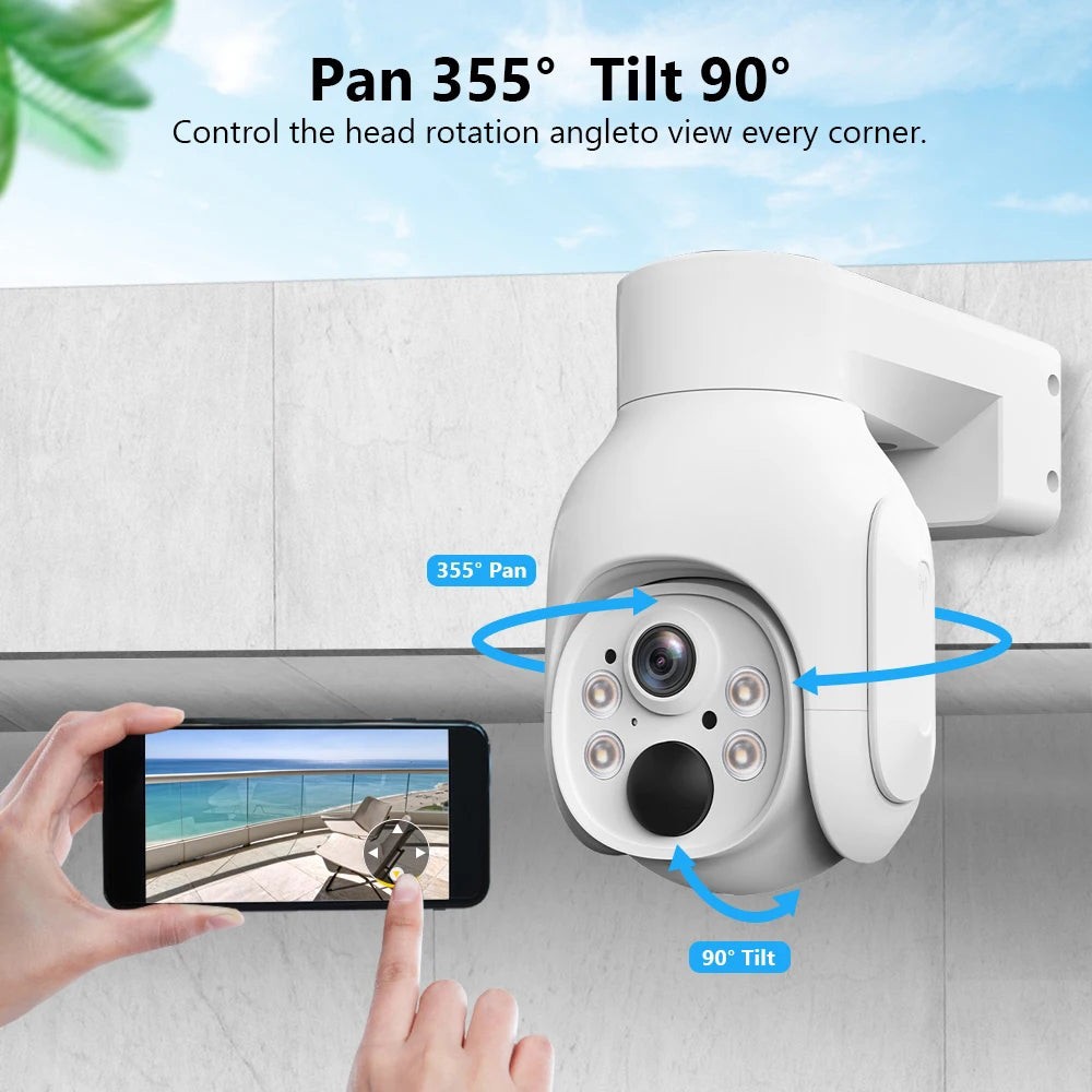 Solar Battery Wireless Security Camera Home WiFi 10CH NVR 4MP PTZ System Outdoor