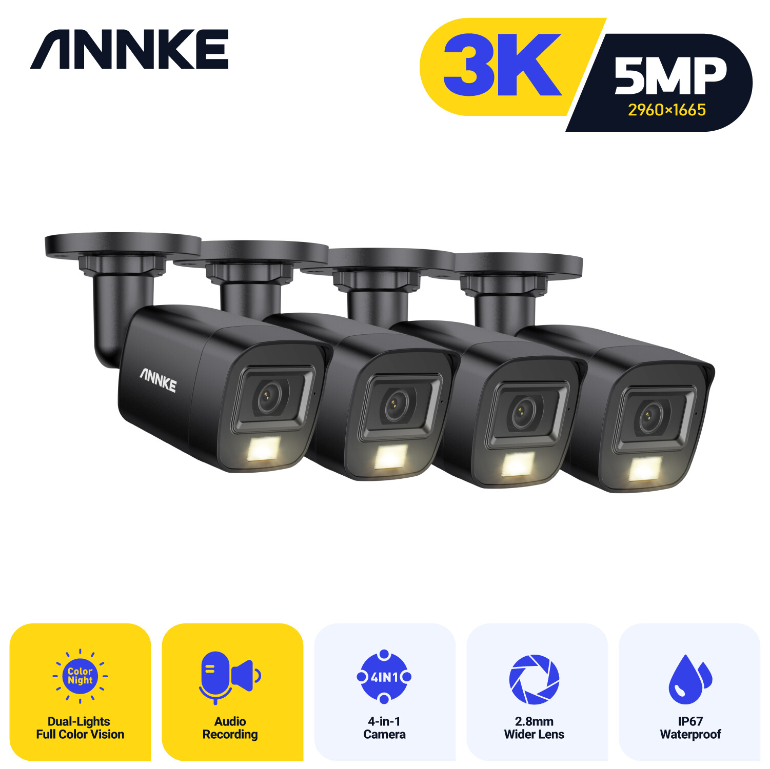 ANNKE 8MP/5MP/1080P IR Night Vision Home Outdoor Security Camera for CCTV System