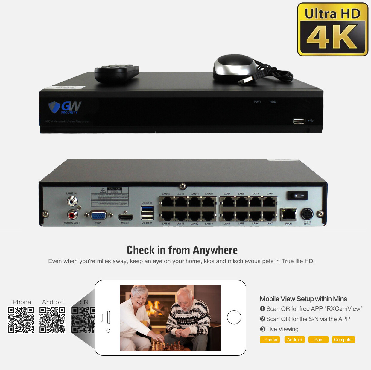 16 Channel NVR 12 X 4K Outdoor Indoor Microphone Turret Security Camera System