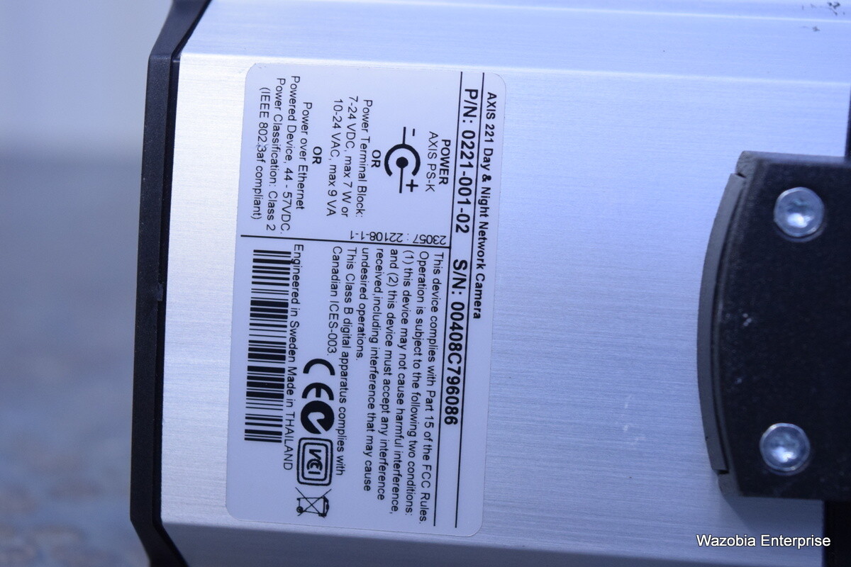 2 AXIS 221 NETWORK CAMERA 0221-001-02 WITH PENTAX 3-8 MM CS 1:1.0 D/N TS3VS10ED