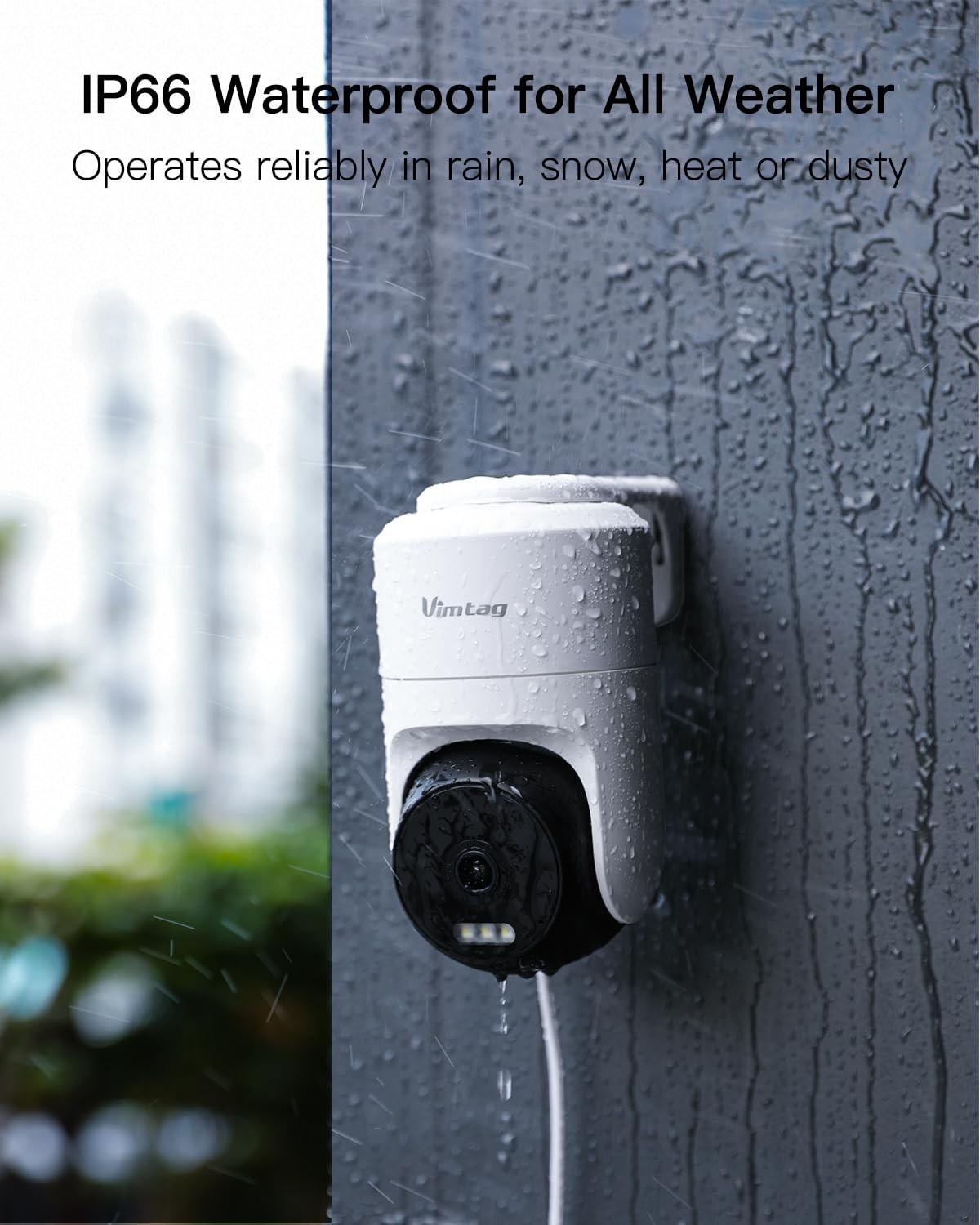 VIMTAG 2.5K 4MP Outdoor Security Camera, Pan/Tilt WiFi Home CCTV Black&White
