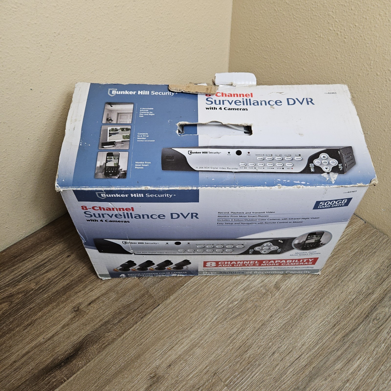 Bunker Hill 62463 Security System 500GB HD DVR 4 Cameras 8 Channel -New Open Box