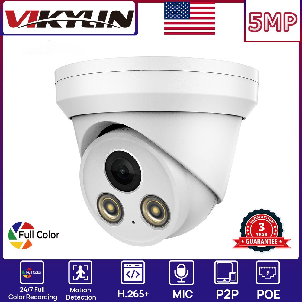 VIKYLIN 16POE 16CH NVR System Full Color 5MP IP CAMERA Audio Turret homekit lot
