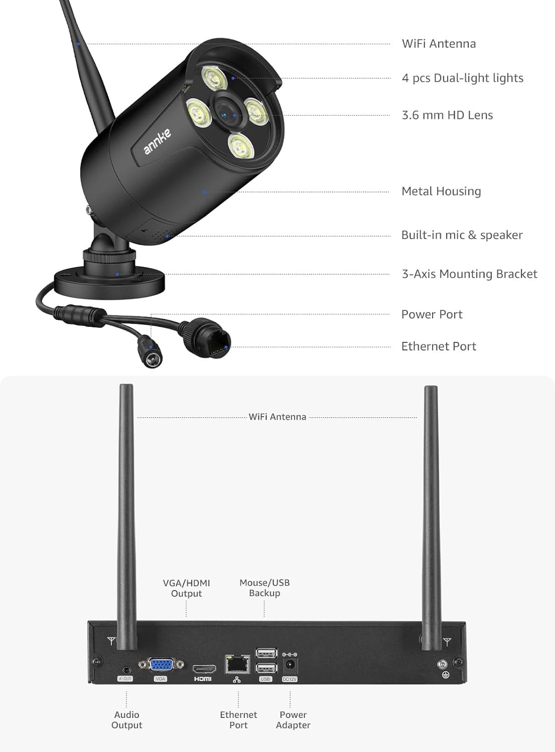 Wireless Security Camera System-16Ch Expandable 4K Security NVR, 8Pcs 2K Outdoor