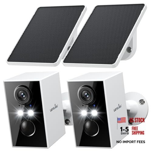 Security Cameras Wireless Outdoor-2K WiFi 6 Solar Camera 2.4Ghz-2Pack-W