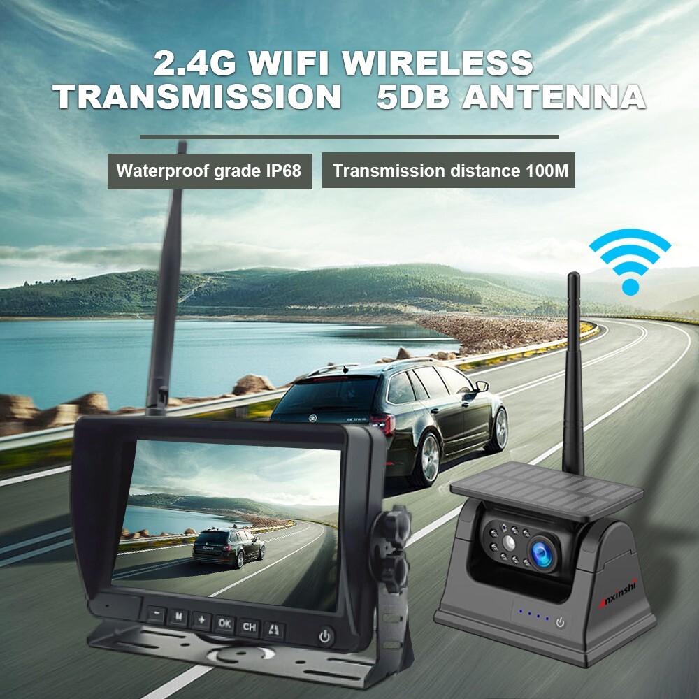 7″ Wireless Monitor DVR Solar Backup Camera Rechargeable Magnetic portable Cam