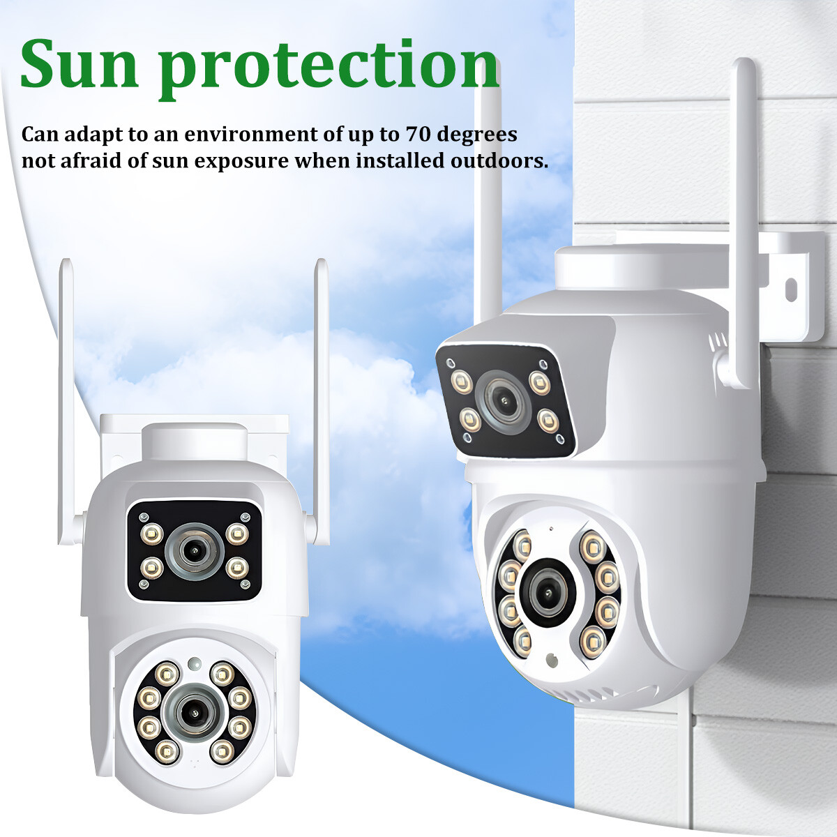 Wireless IP WIFI Camera Outdoor CCTV PTZ Smart Home Security IR Cam Dual lens