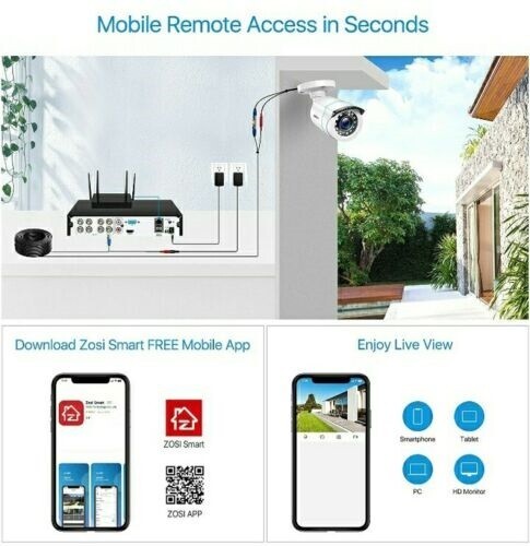 8 Pcs Camaras De Seguridad De Vigilancia 5MP Grabador De Video 1080P Espia 1TB .