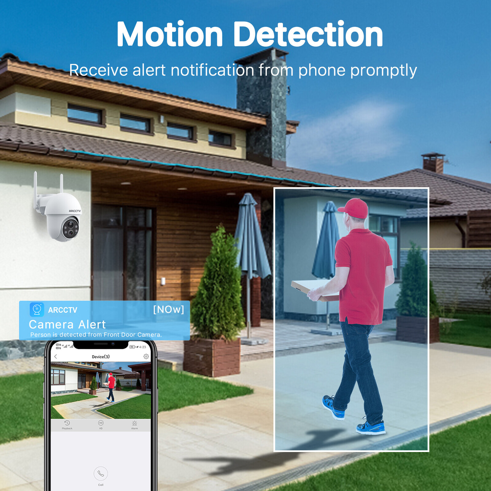 ANRAN Outdoor Solar Security Camera 3MP Wireless Wifi 360°PTZ Night Vision 2Pack