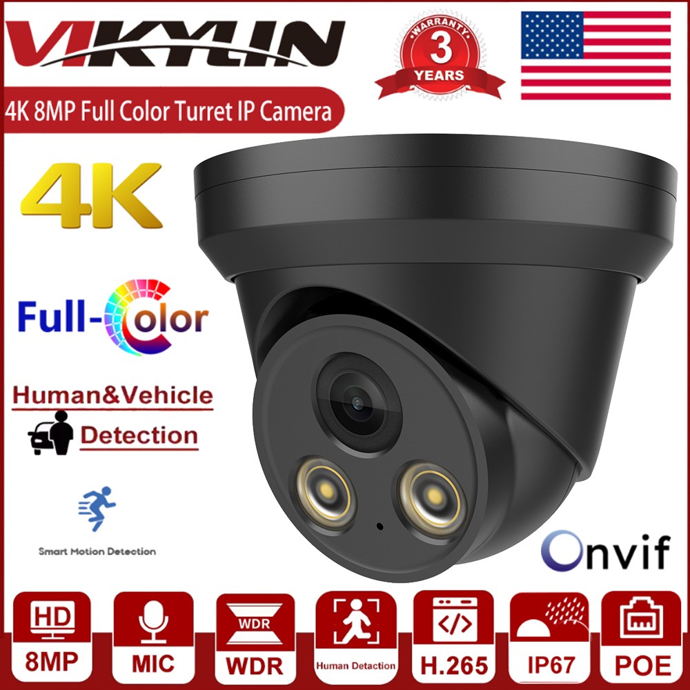 Vikylin 8CH 8PoE NVR Full Color 4K 8MP POE IP Camera Outdoor MIC System Kits Lot