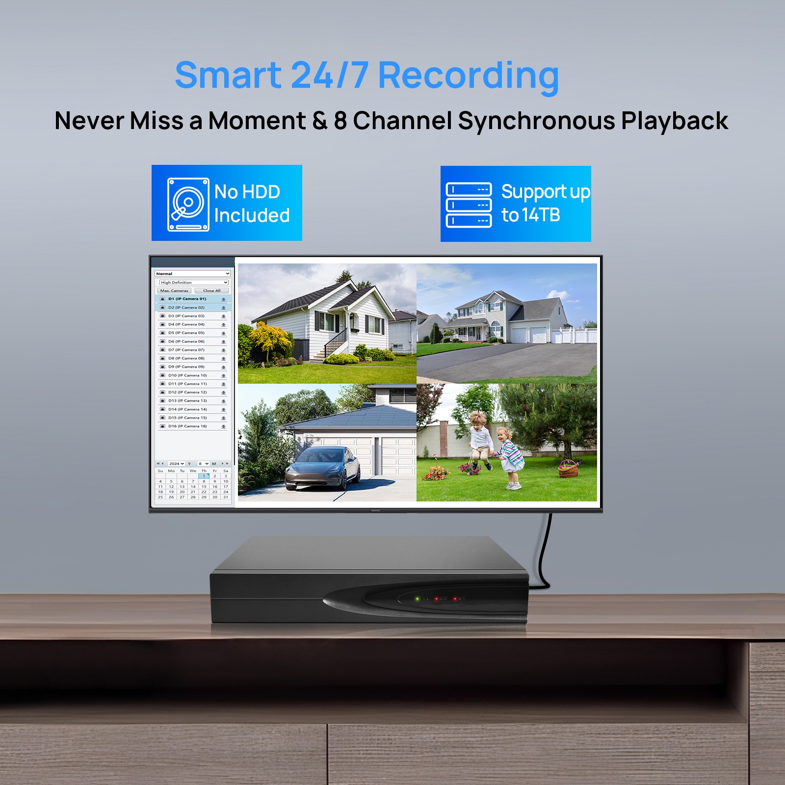 VIKYLIN 8CH 8POE NVR CCTV Systems Turret IR30M 8MP 4K IP CAMERA MIC Black Lot US
