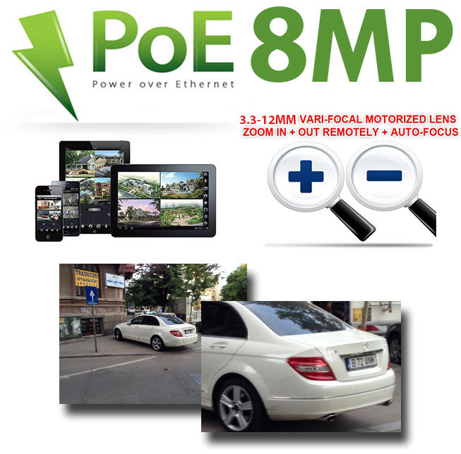 8MP 2160p @30fps 4K IP Optical Motorized Zoom PoE Security System – 10 Cameras