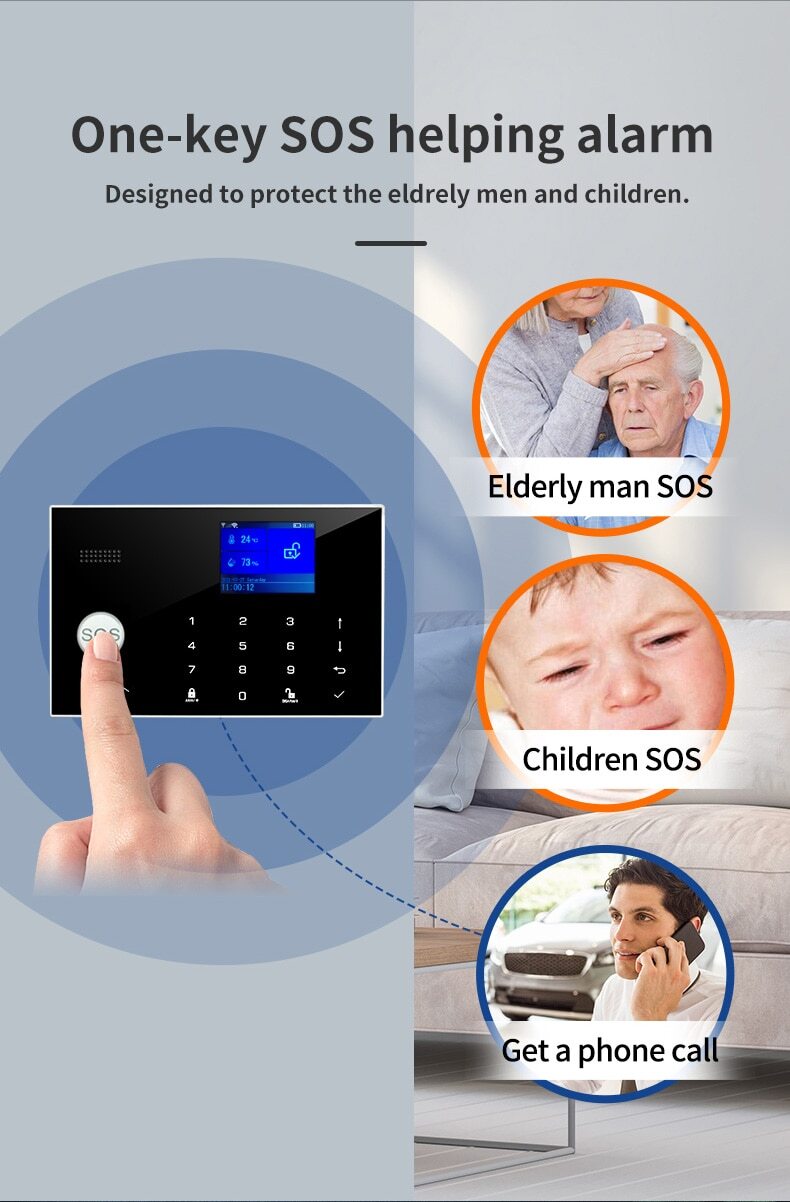 Sistema de Alarma para Casa Security Alarm System Wireless WIFI GSM Alexa Google