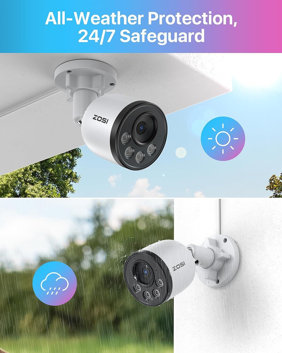 ZOSI 4K 16CH PoE Security Camera System 4TB HDD for Home 24/7 100ft IR Night