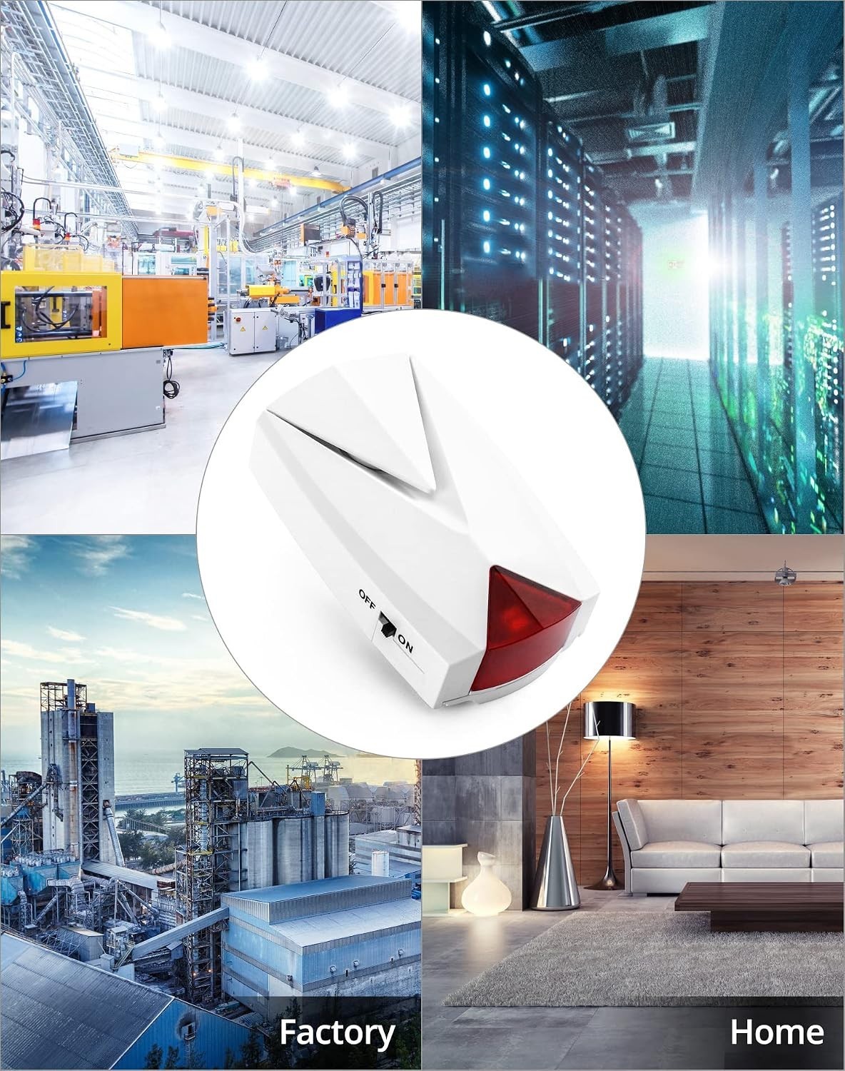 Durable Stainless Steel Power Loss Alarm – 118 dB Siren & LED Light Indicator