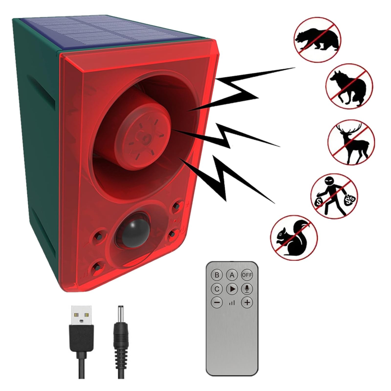 HULPPRE Solar Outdoor Motion Sensor AlarmDog Barking or Gunshot Sound,Support…