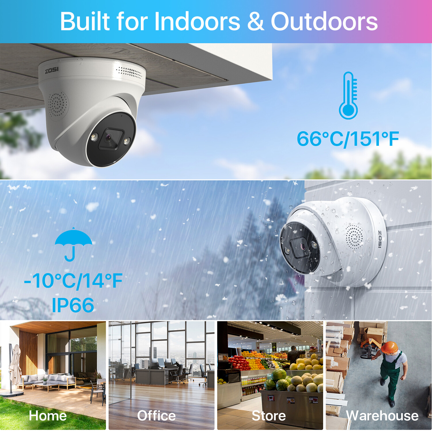 ZOSI 8CH 4K NVR 8MP PoE Security Camera System 2TB 24/7 Audio Record AI Motion