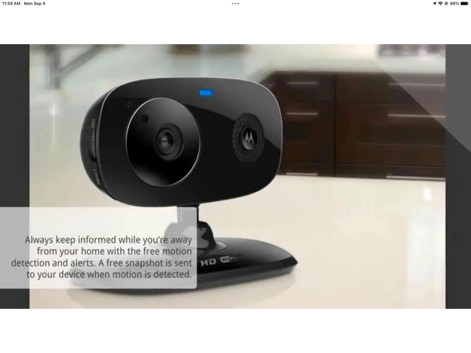 Motorola Focus66 Wifi HD Home Baby Monitoring Security Camera with Hubble (Mint)