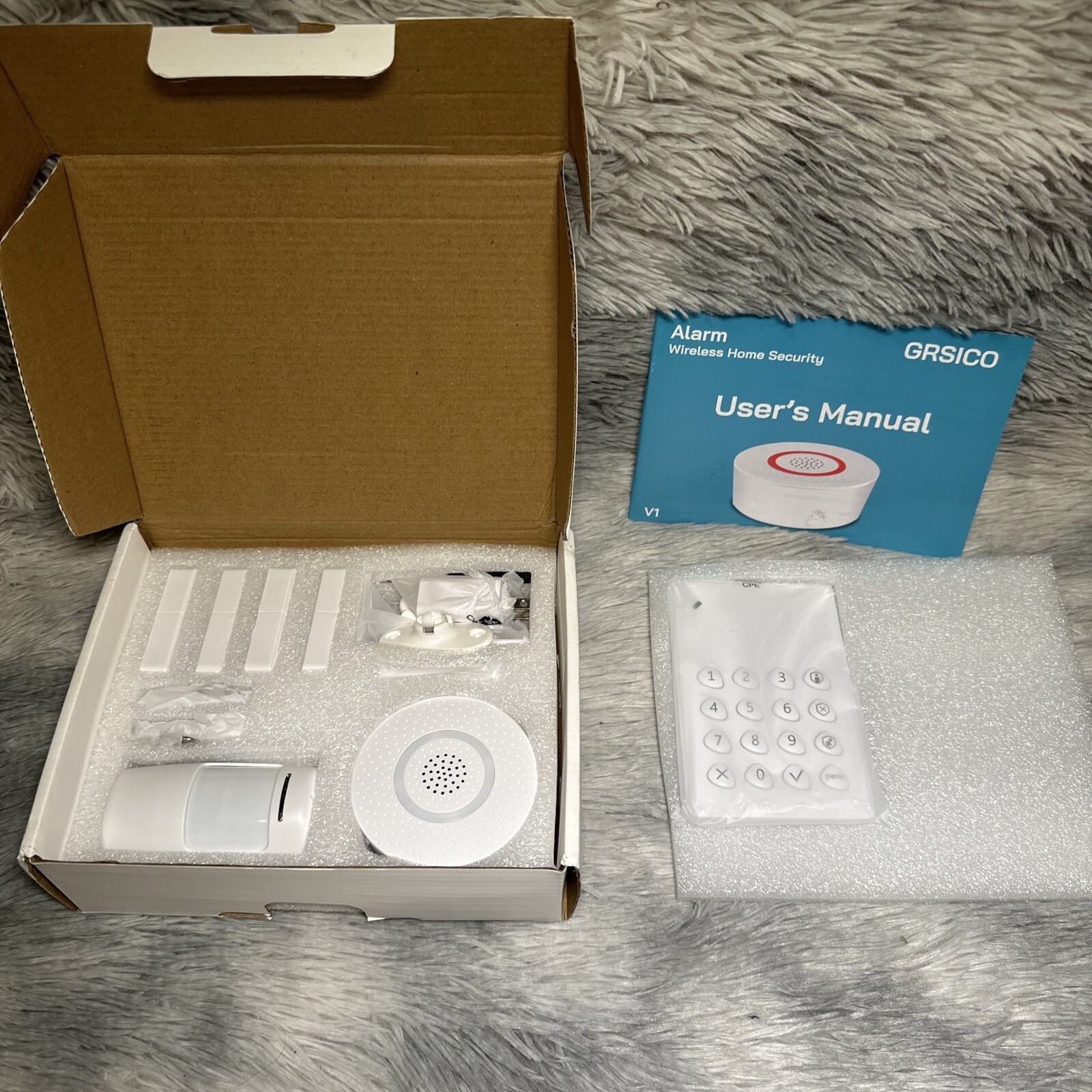 GRSICO Home Alarm System Wireless 9 Piece Kit NEW Open Box