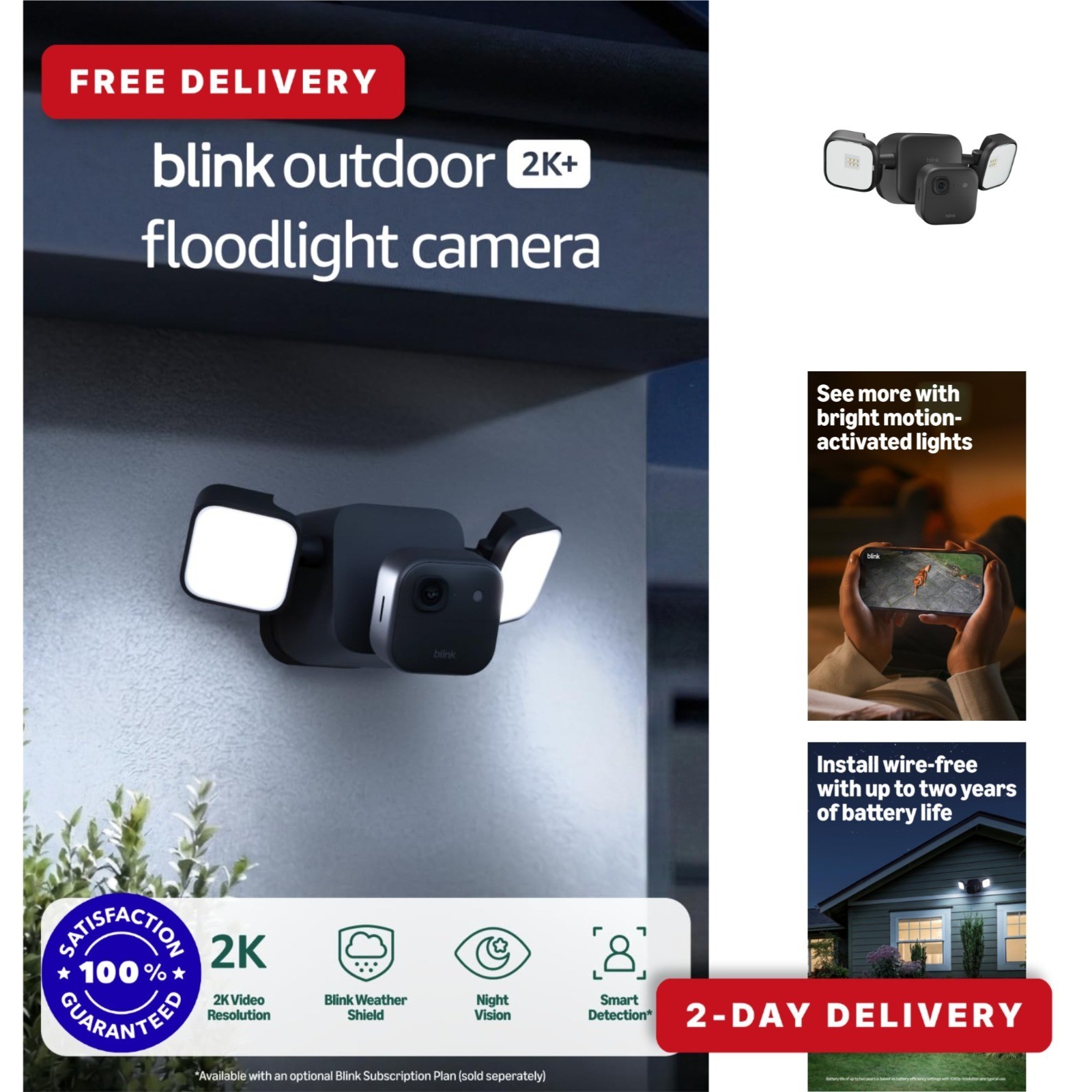 Blink Outdoor 2K+ Floodlight Camera – Wireless Security System
