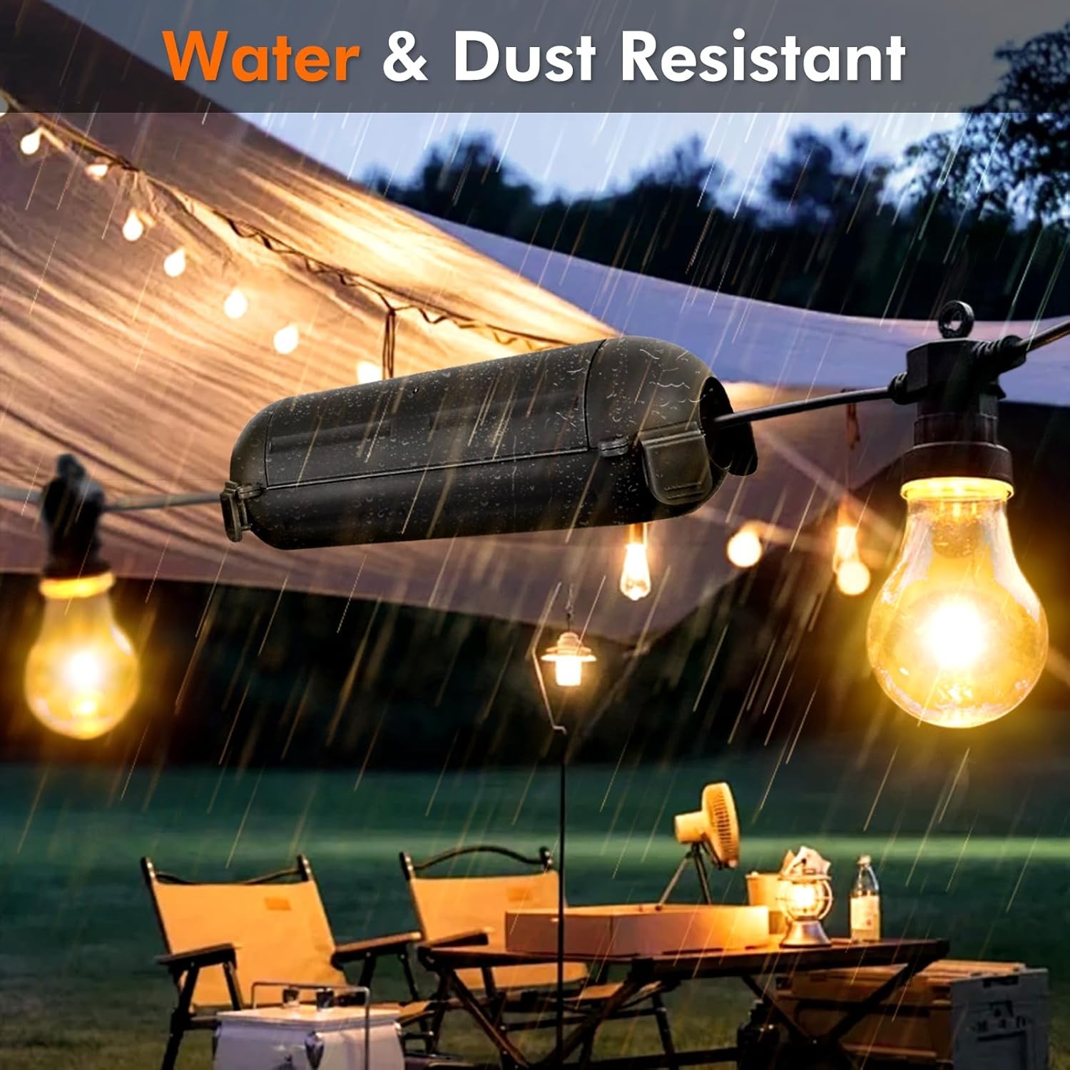 Restmo 2 Pack Compact Outdoor Extension Cord Cover, IP44 2 Pack, Black