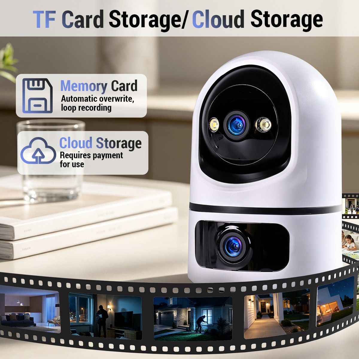2K Audio Security IP Camera Dual Lens Indoor AI Human Detect Color Night Vision