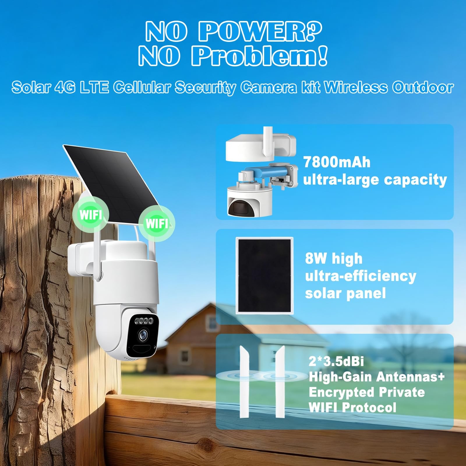 Solar 4G Cameras kit Wireless Outdoor, 4 Cam-Kit, SIM Card Base Station, LTE …