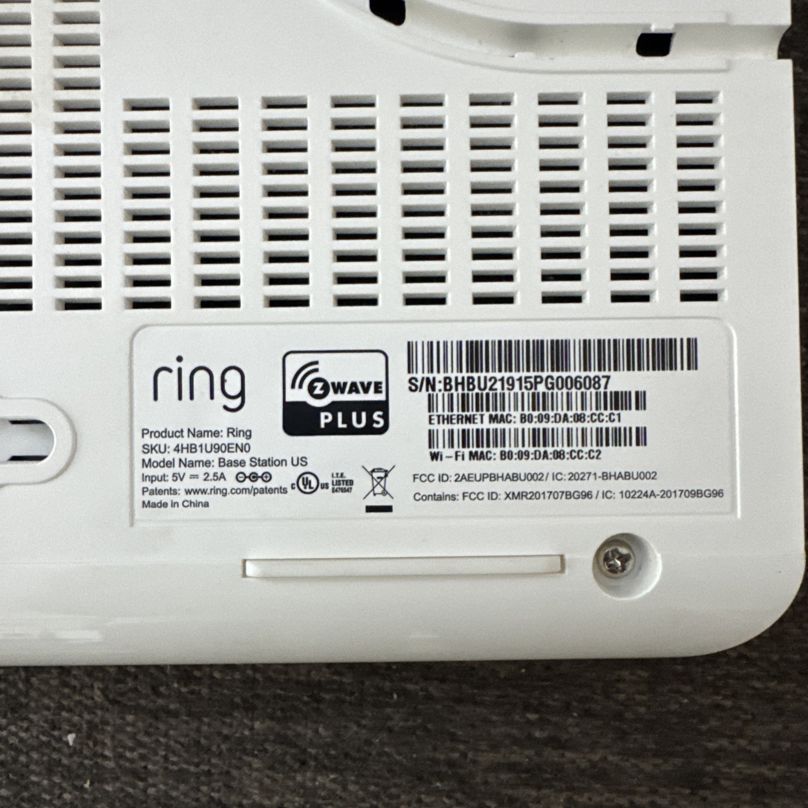 Ring Alarm Base Station 2nd Gen Z-Wave Plus Hub w/ Power Cord & Extender (Used)