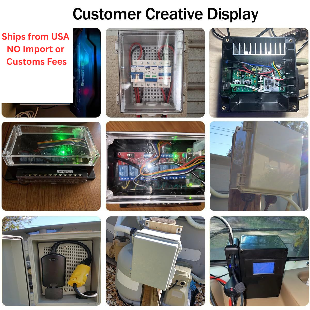 Otdorpatio Junction Box, Hinged Black Clear Cover IP67 7.9″x3.9″x2.8″,