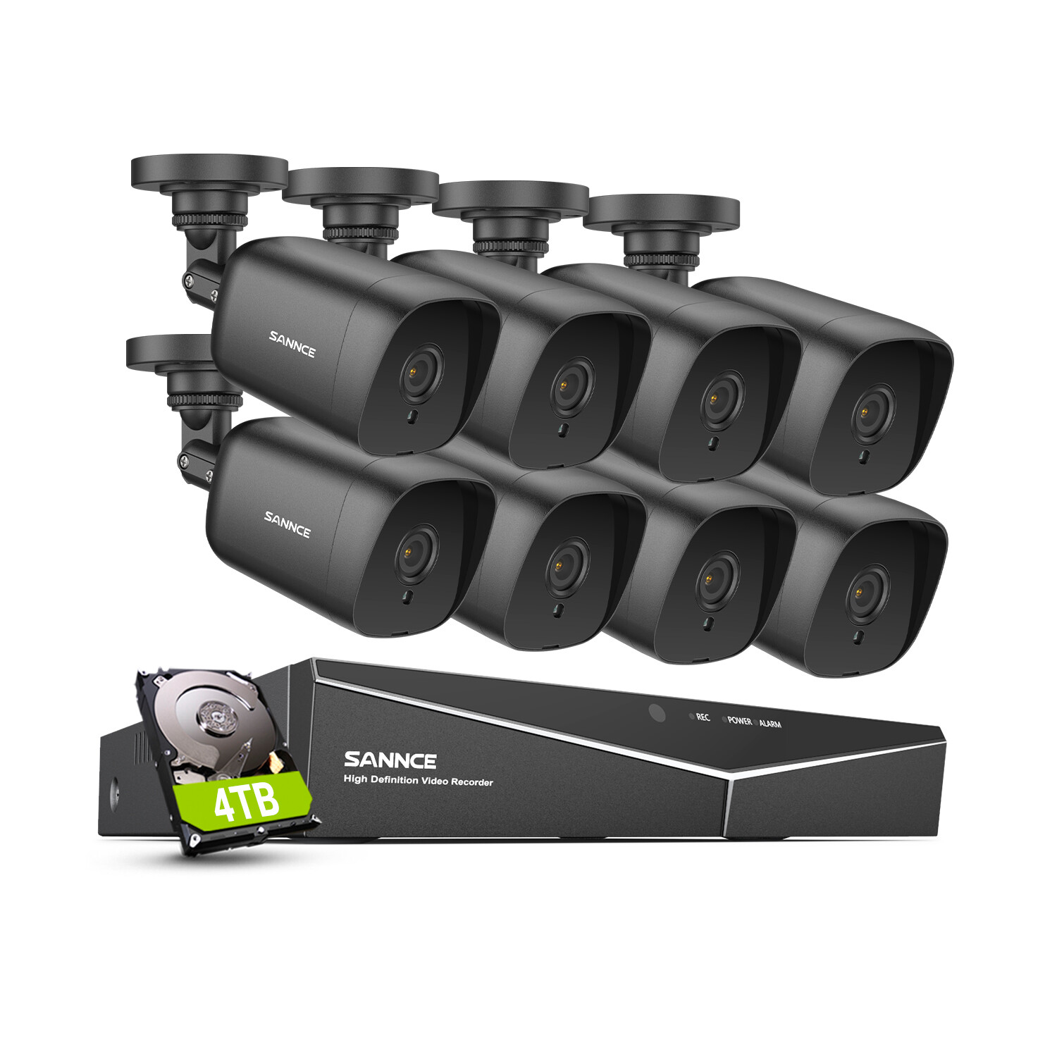 SANNCE 5in1 8CH DVR 5MP Video CCTV Security Camera System Outdoor Night Vision