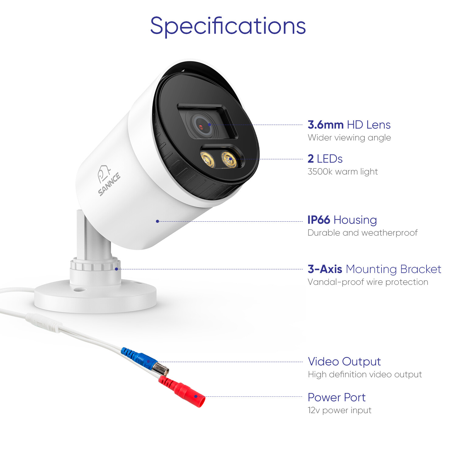 SANNCE 1080P Full Color Night Security Camera Warm Light fr Security CCTV System
