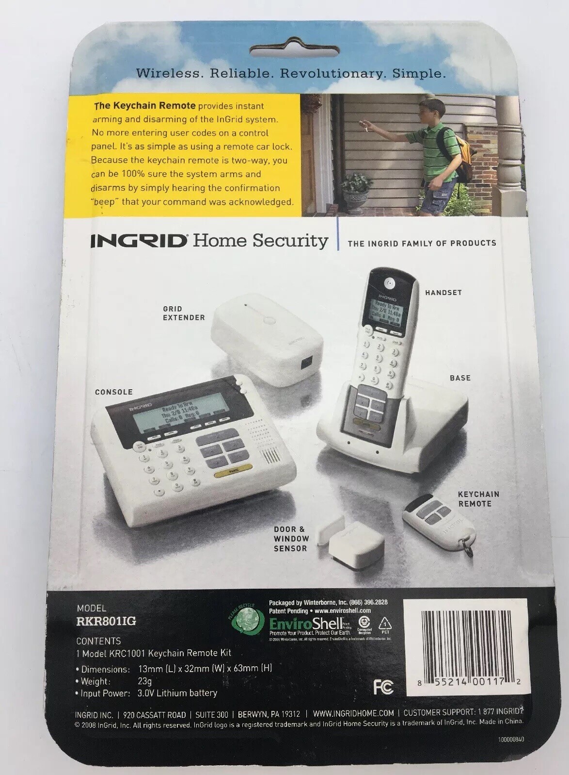 InGrid RKR801IG Home Security Keychain Remote New Sealed it/530