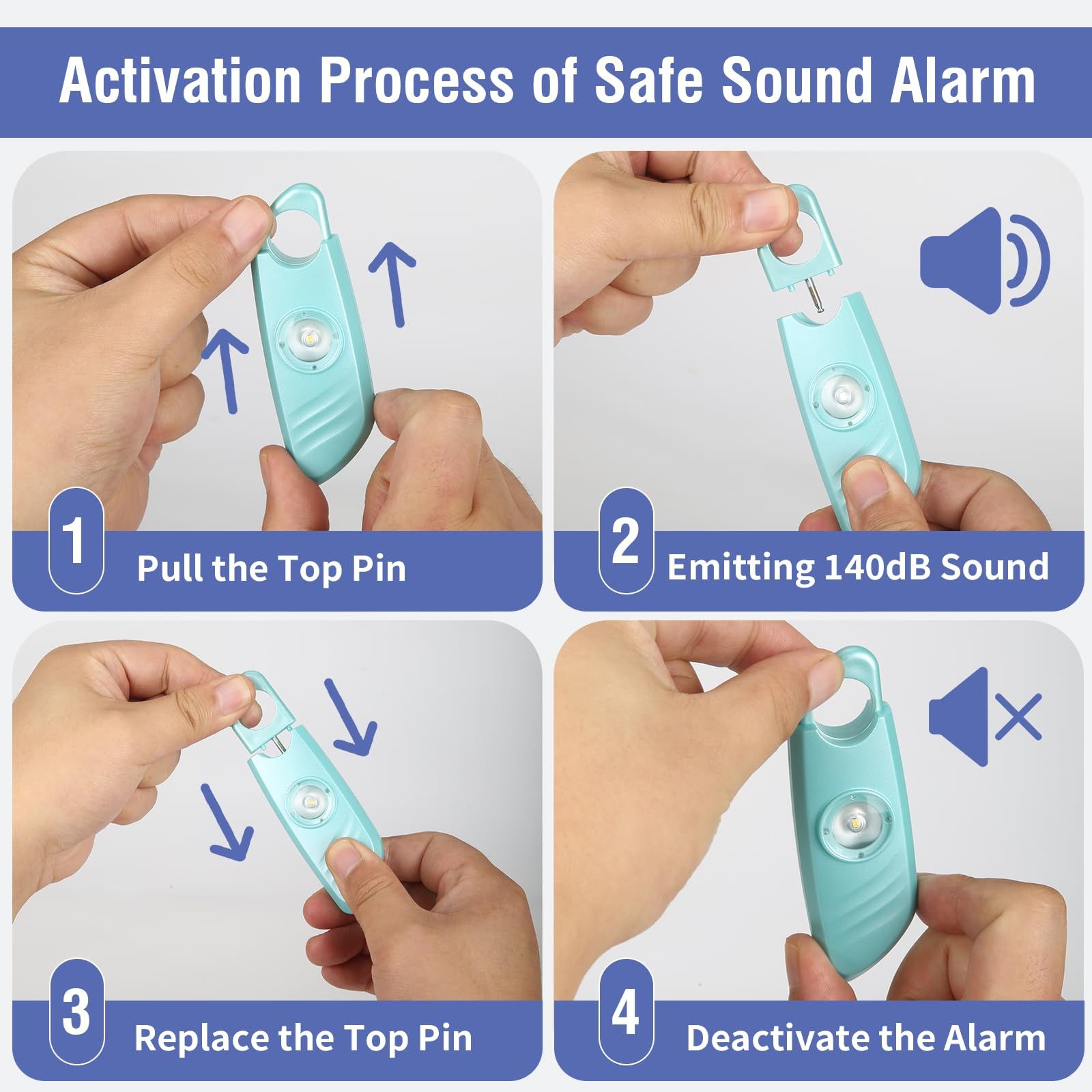 Safe Sound Personal Alarm, 2 Pack 140db Siren, Strobe Light Key Chain, Safety…