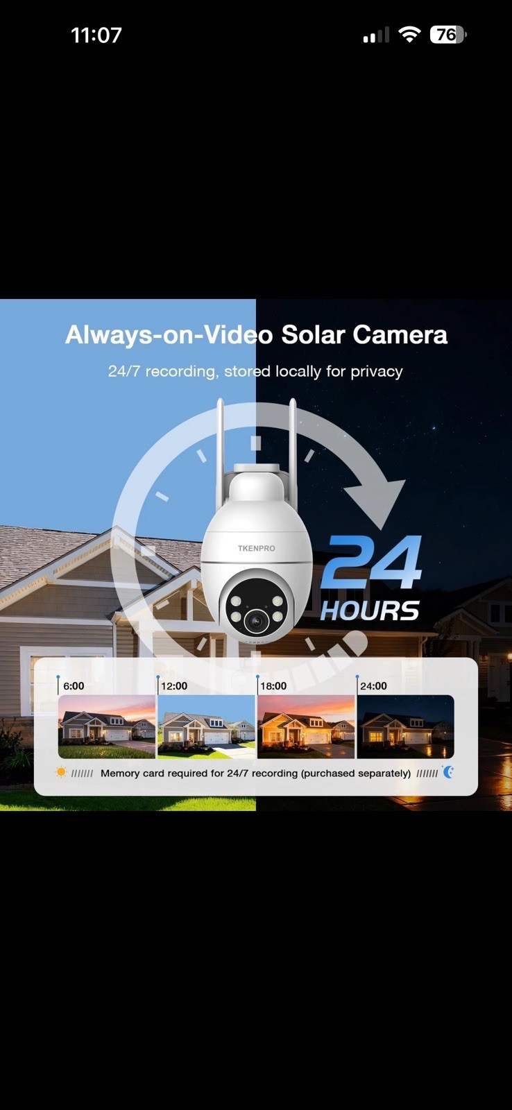 TKENPRO Solar Security Cameras Wireless Outdoor, 2.4GHz WiFi, White