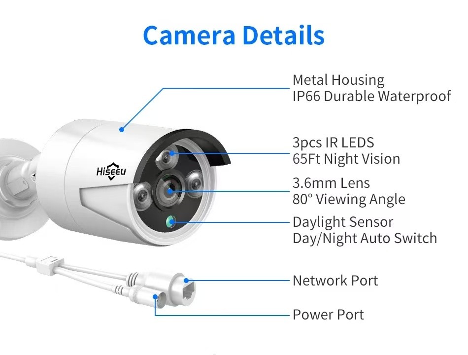 5MP IP Camera System Kit NVR PoE Outdoor Security CCTV Face Detect H.265+8 Cams