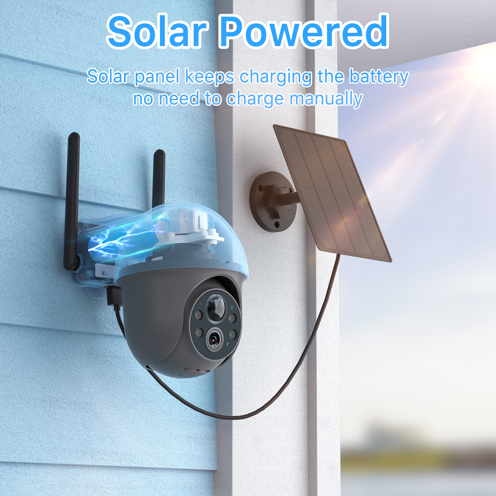 ANRAN Outdoor Solar Wireless Security Camera System Wifi 360° PTZ Audio 4PACK
