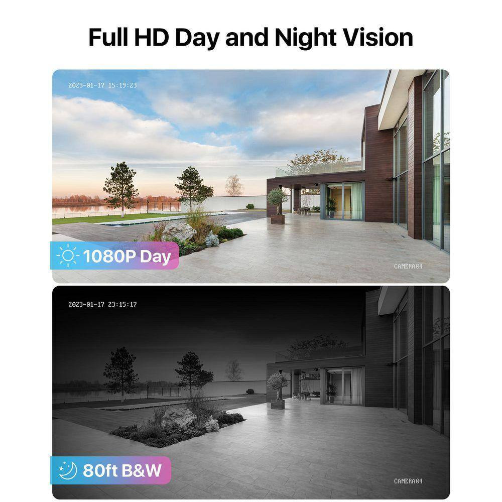 H. 265+ 8 Channel DVR Home Security System with 8-Wired 1080P Full HD Outdoor Bu