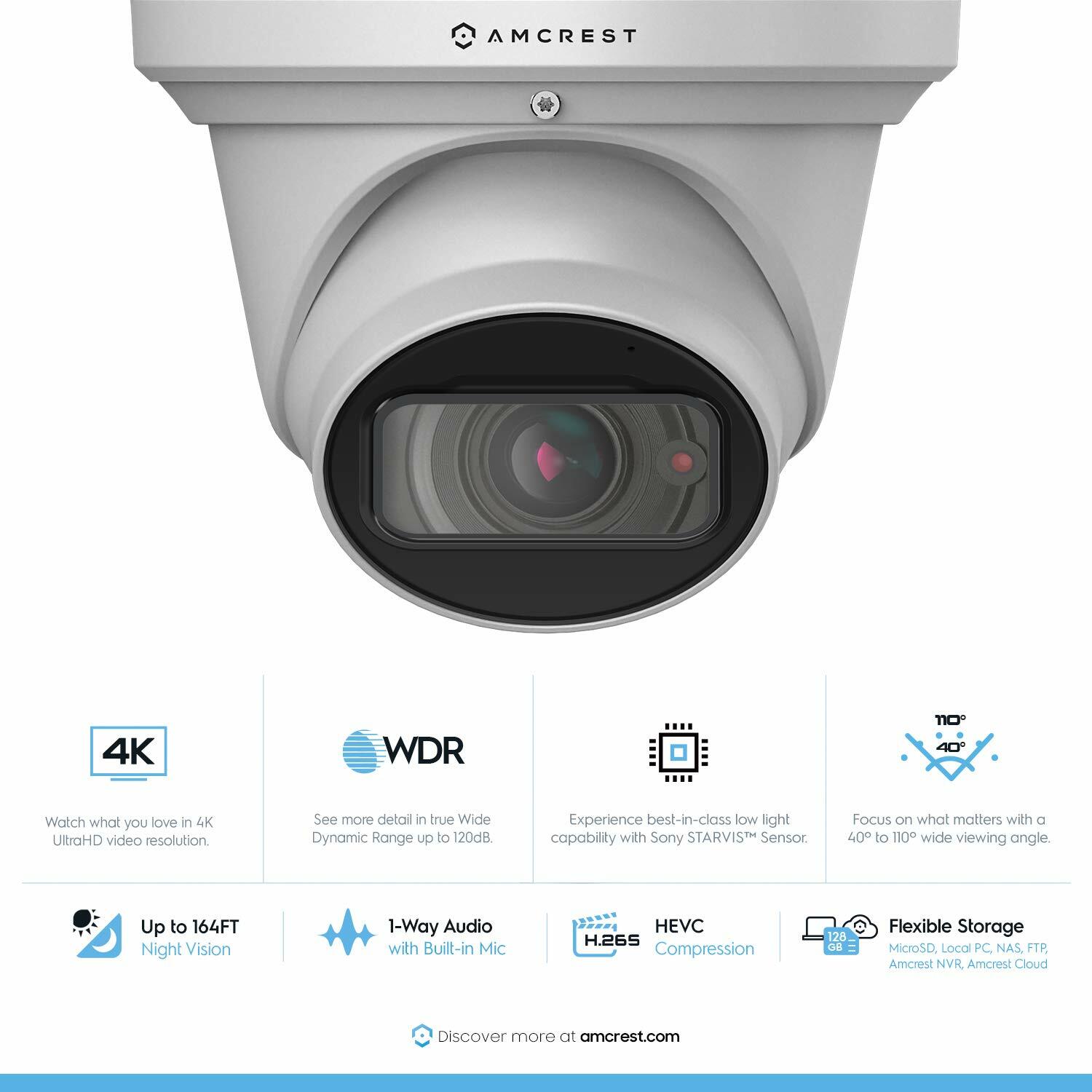 Amcrest 4K PoE Security IP Camera 4X Optical Zoom 8MP Motorized Lens Renewed