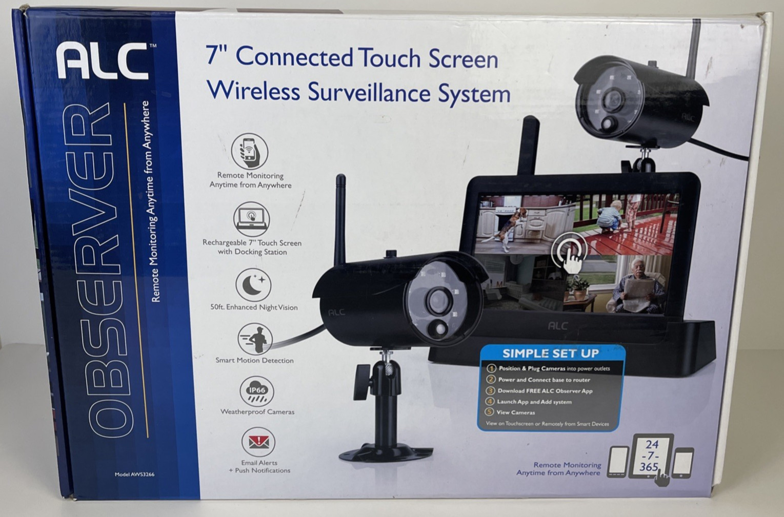 ALC Smart Home Security Camera System Kit With 7” Touch Screen Wireless AWS3266