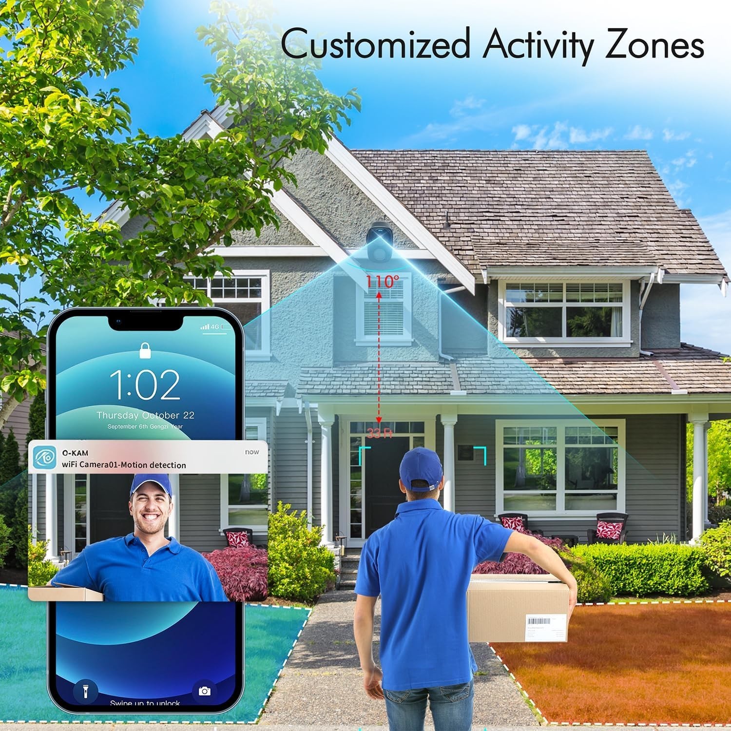Wireless Outdoor Camera 2PCS 1080P Security Cameras WiFi Video Night Vision