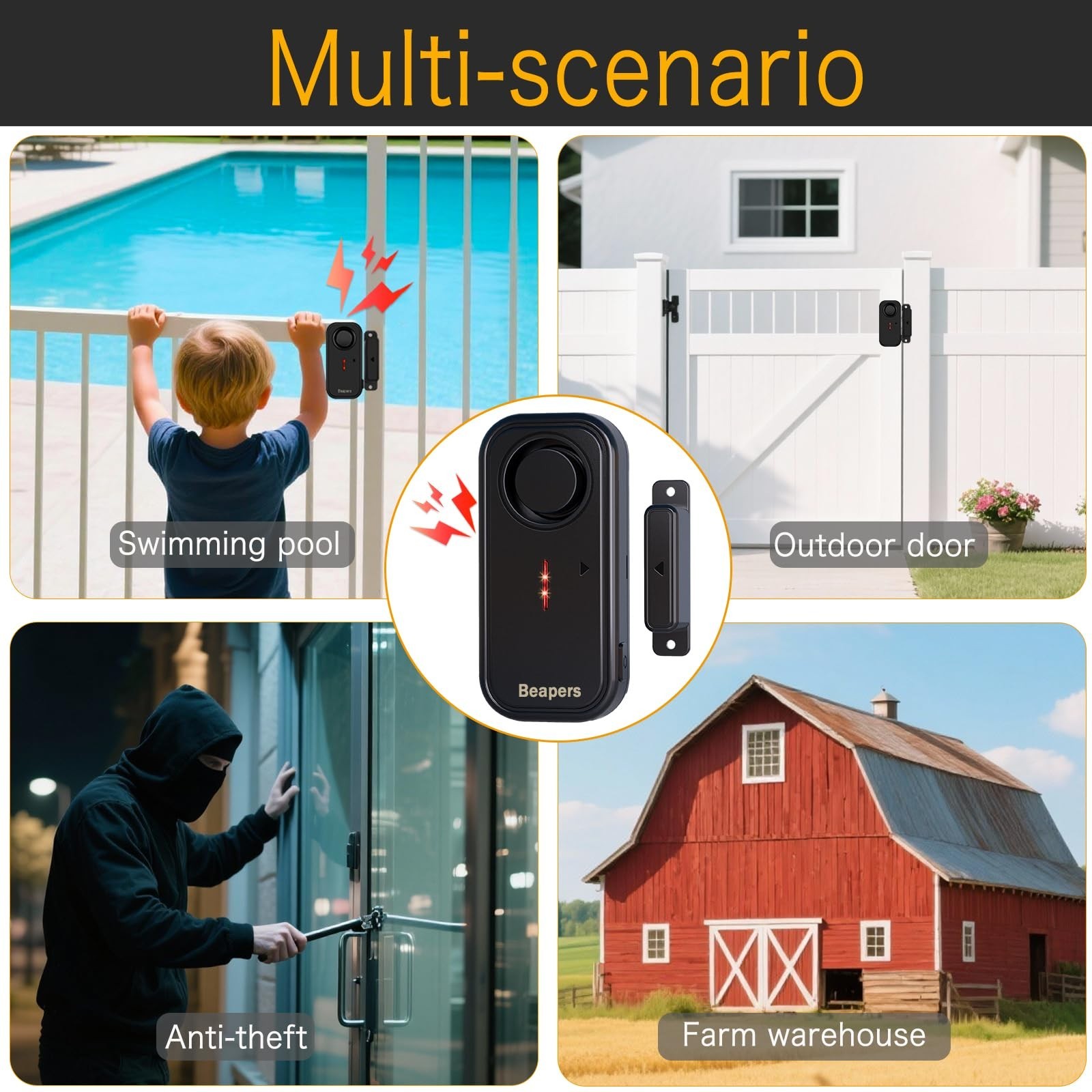Waterproof Door/Window Alarm with Remote Control – 113dB Anti-Theft Security Sys