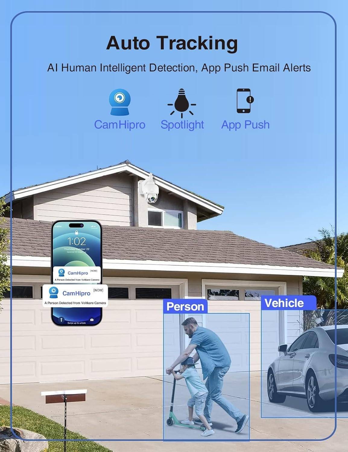 Outdoor Security Camera 1080P 2.4GHz Wireless WiFi Internet Home Security PTZ