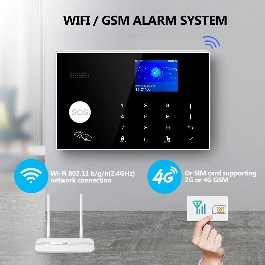 4G+WIFI Alarm for Home Support 3 Wired Defense Zones G34 Alarm System Kits Tuya