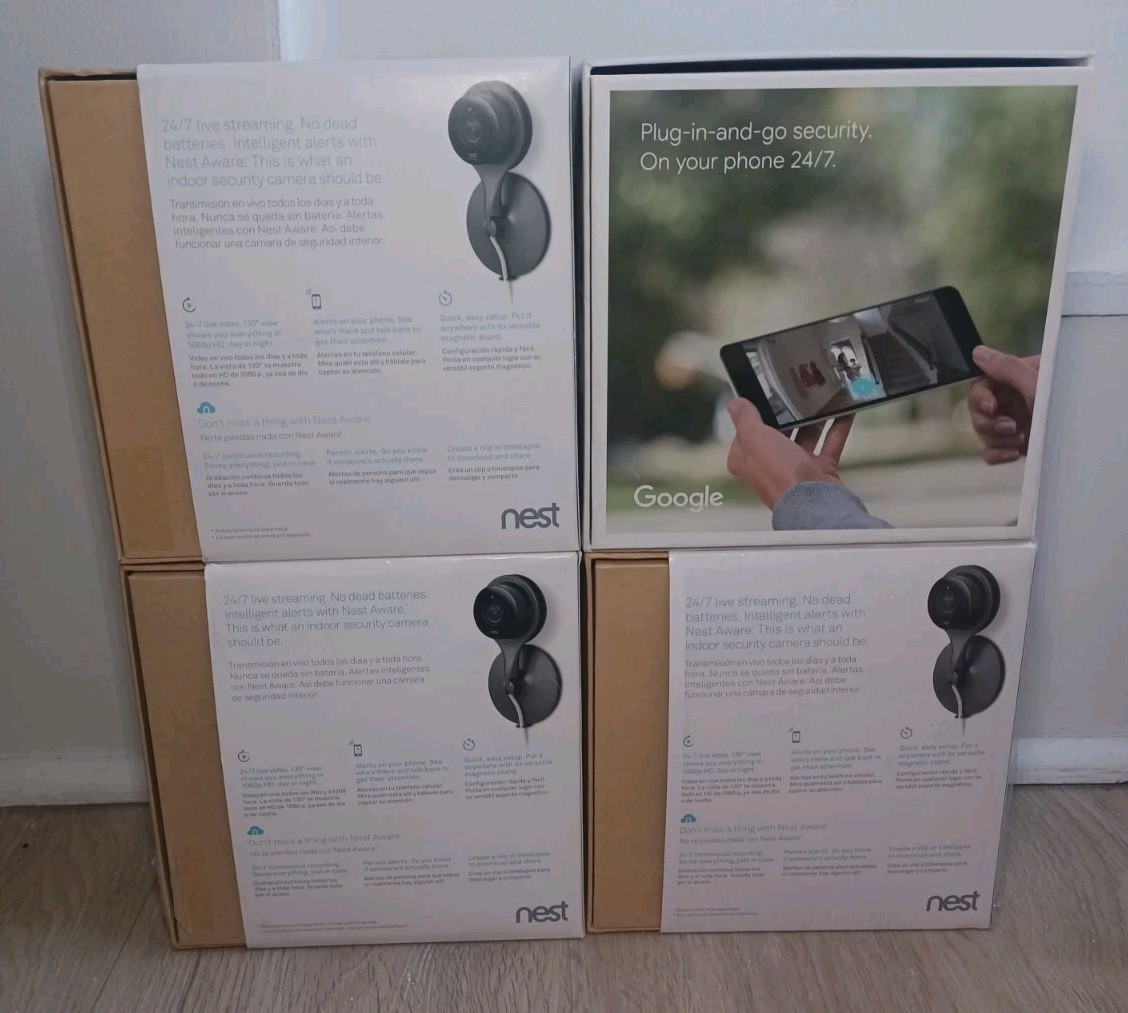 Google Nest Cam Indoor Security Plug-in Wi-Fi Camera NC1102ES A0005 Lot Of 4