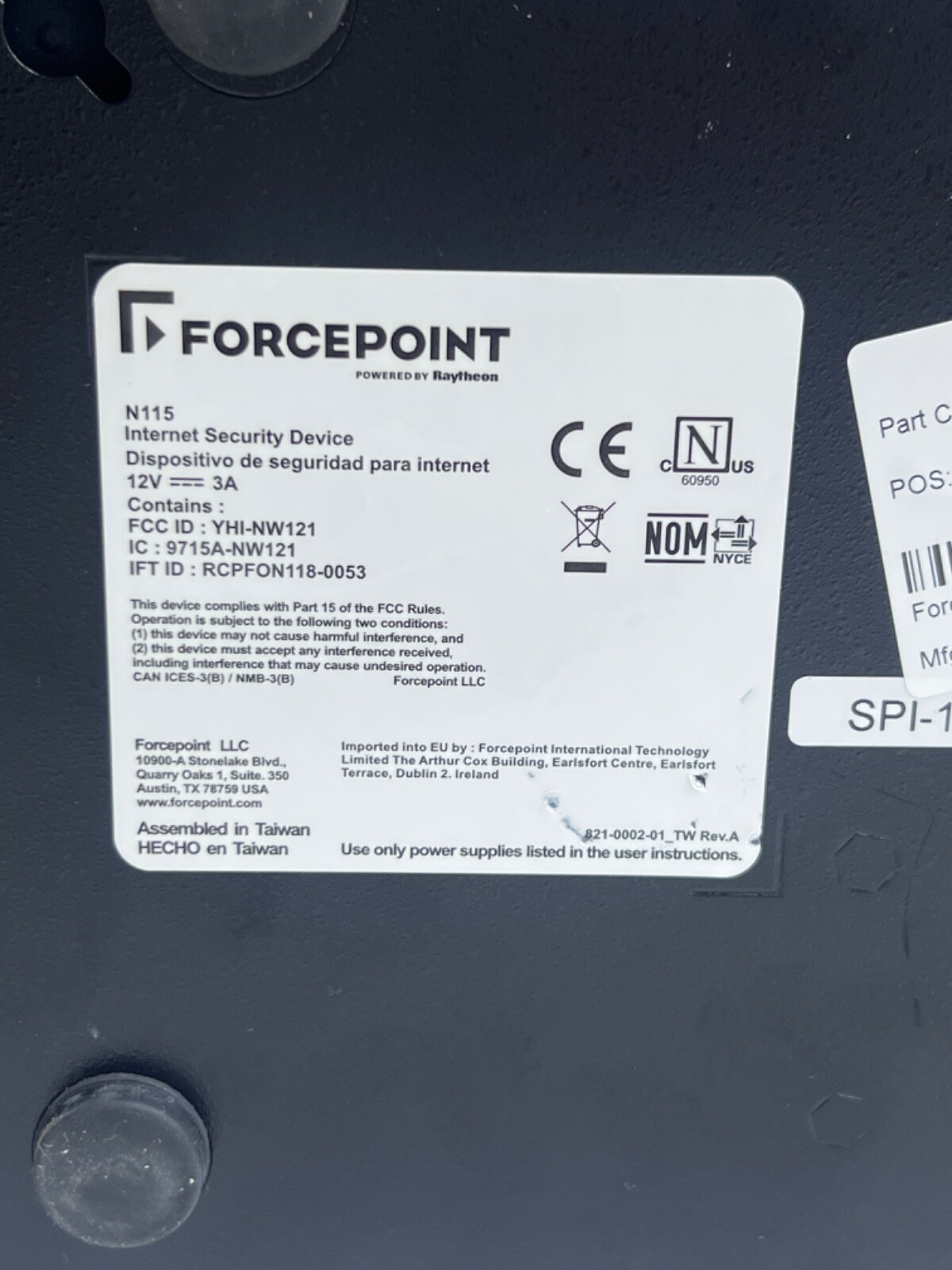 Forcepoint N115 Internet Security Device Stonesoft 100 Series