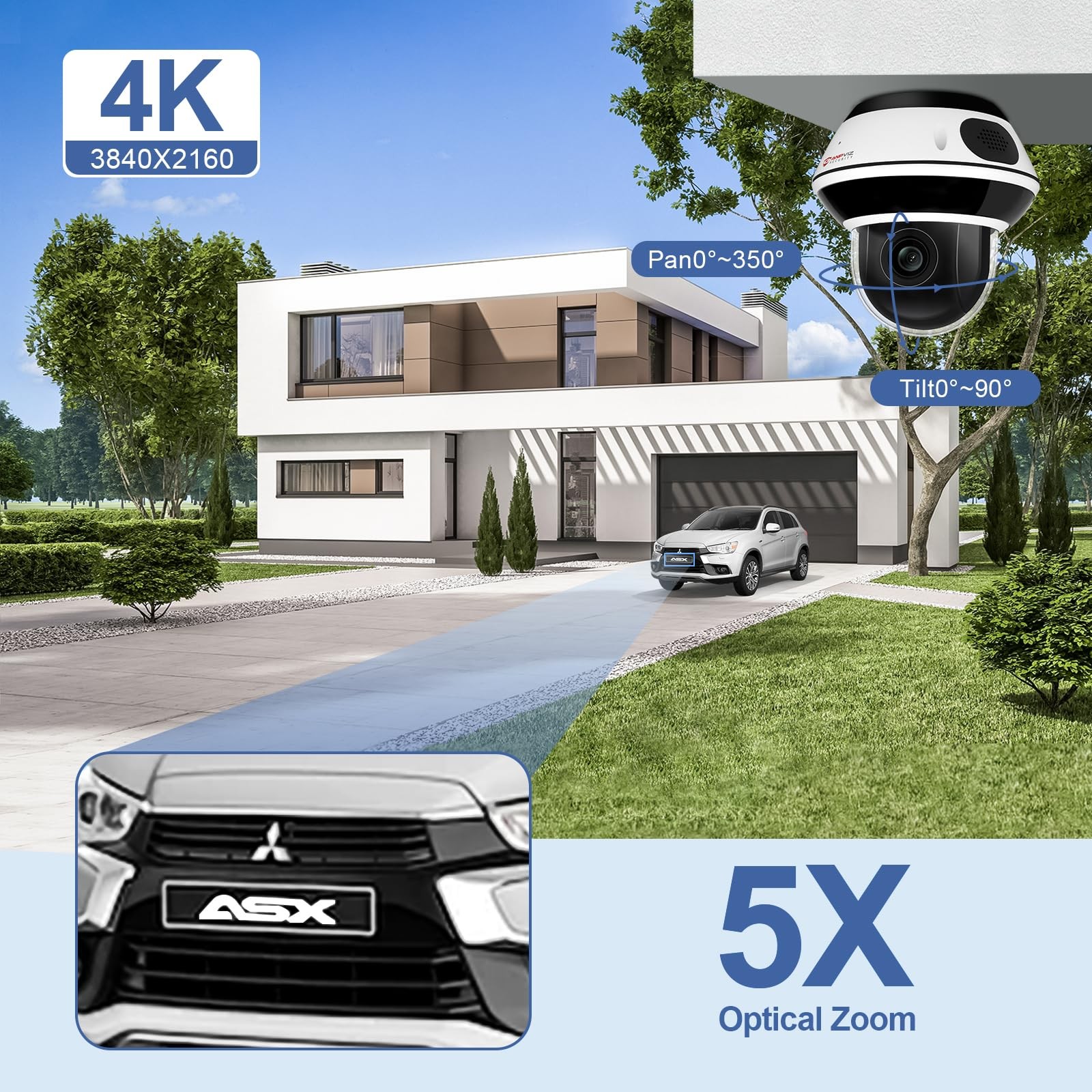 Anpviz UltraHD 4K 8MP PTZ POE IP Camera Outdoor with 5X Optical Zoom, 1/2.8″…