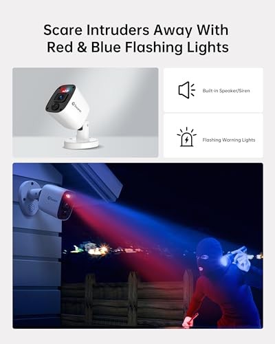 Add-On DVR Flashing Light Bullet Camera with Sensor Spotlight, 4K UHD Video,