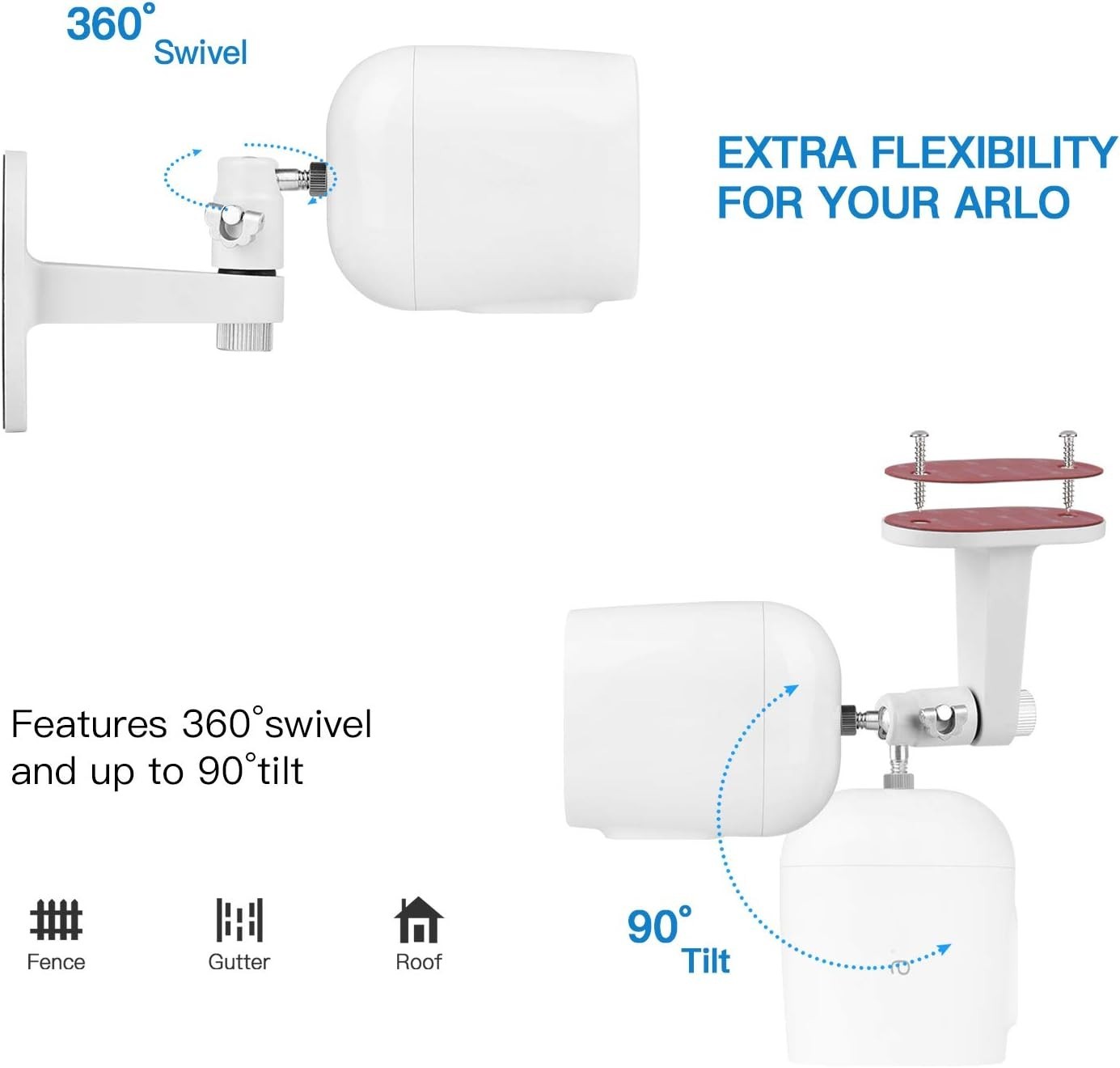 2Pack Security Wall Mount for Arlo Pro/Pro2/Pro3/Pro4/Ultra/Ultra2/Essential Spo